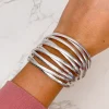 Matte Metal Bold Cuff Bracelet - Silver