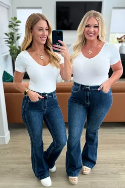 Mavis High Rise Side Seam Detail Flare Jeans by Judy Blue