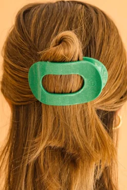 Medium Teleties Flat Oval Clip - Shamrock Shimmer