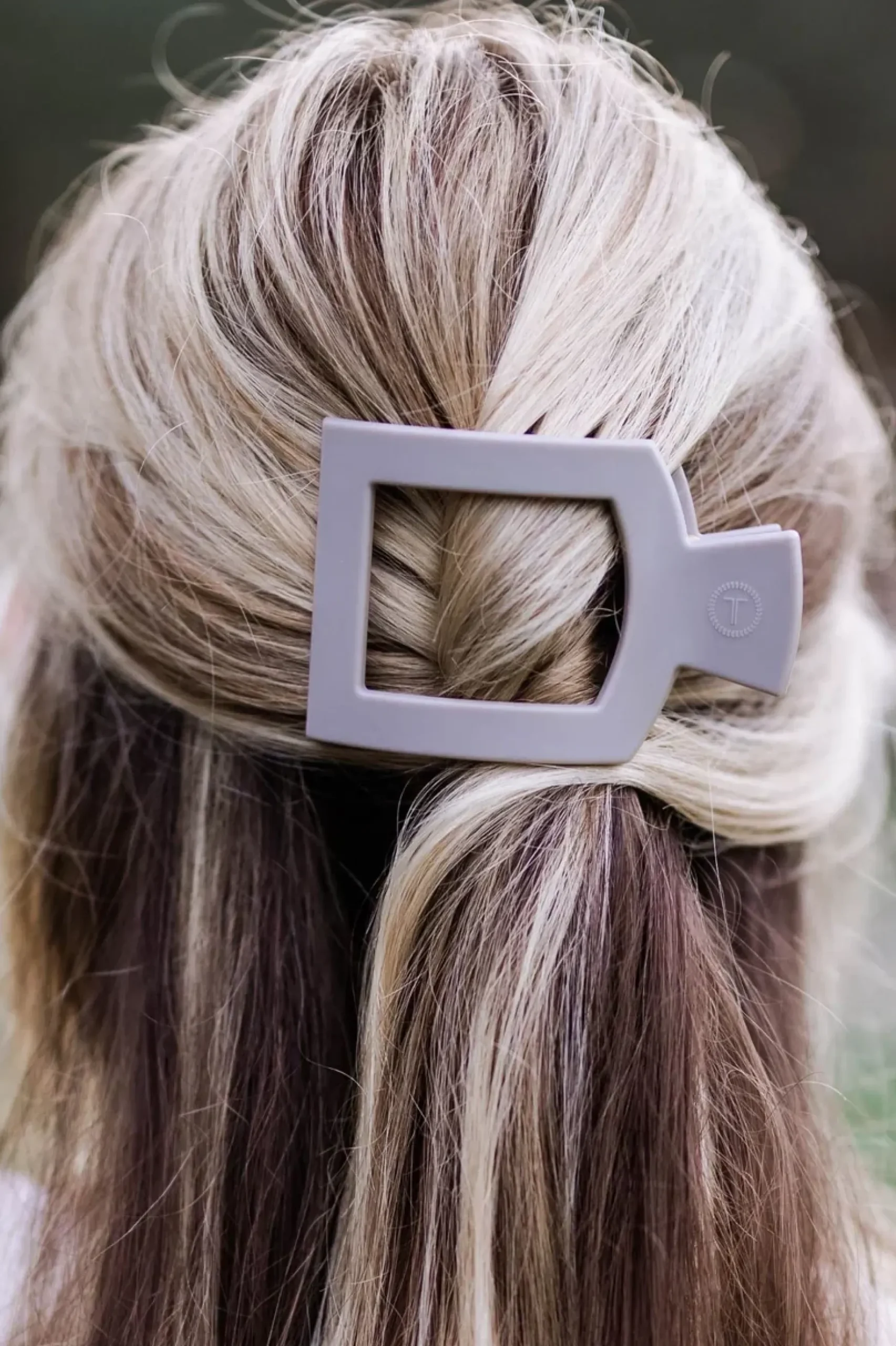 Medium Teleties Flat Square Clip - Silver Flames