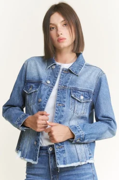 Medium Wash Oversized Denim Jacket By Mica Denim (Ships in 2-3 Weeks)