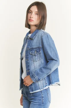 Medium Wash Oversized Denim Jacket By Mica Denim (Ships in 2-3 Weeks)