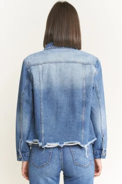 Medium Wash Oversized Denim Jacket By Mica Denim (Ships in 2-3 Weeks)
