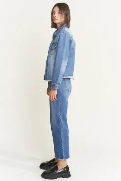 Medium Wash Oversized Denim Jacket By Mica Denim (Ships in 2-3 Weeks)
