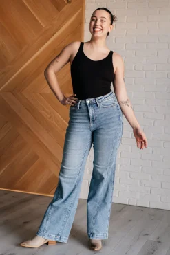 Melia High Rise Side Seam Detail Wide Leg Jeans by Judy Blue