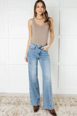 Melia High Rise Side Seam Detail Wide Leg Jeans by Judy Blue