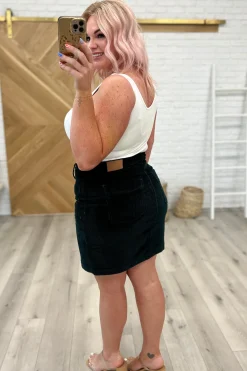 Melinda Corduroy Patch Pocket Skirt in Emerald by Judy Blue