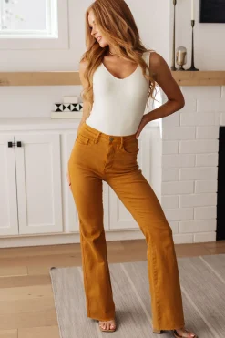 Melinda High Rise Control Top Flare Jeans in Marigold by Judy Blue
