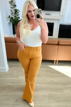 Melinda High Rise Control Top Flare Jeans in Marigold by Judy Blue