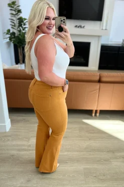 Melinda High Rise Control Top Flare Jeans in Marigold by Judy Blue