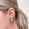 Mermaid Scale Statement Stud Earrings - Blue