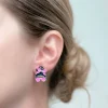 Messy Bun Enamel Stud Earrings - Pink