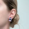 Messy Bun Enamel Stud Earrings - Purple