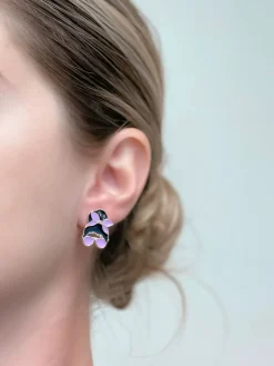 Messy Bun Enamel Stud Earrings - Purple