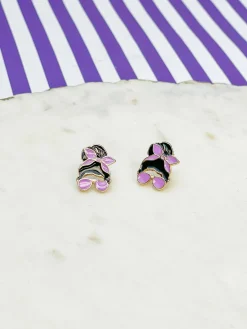 Messy Bun Enamel Stud Earrings - Purple