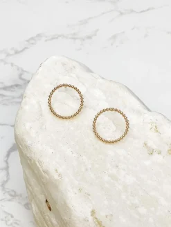 Metal Circle Post Earrings - Gold