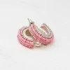 Micaela Seed Bead Petite Hoop Earrings - Pink