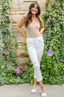 Mid-Rise Boyfriend Destroyed White Jeans by Judy Blue