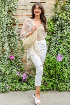 Mid-Rise Boyfriend Destroyed White Jeans by Judy Blue