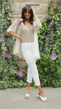 Mid-Rise Boyfriend Destroyed White Jeans by Judy Blue