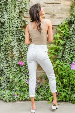 Mid-Rise Boyfriend Destroyed White Jeans by Judy Blue