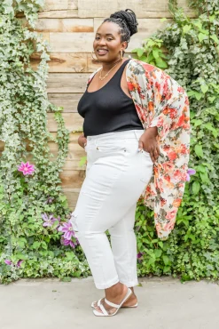 Mid-Rise Boyfriend Destroyed White Jeans by Judy Blue