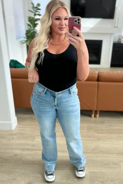 Mildred High Rise V Front Waistband Straight Jeans by Judy Blue