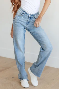 Mildred High Rise V Front Waistband Straight Jeans by Judy Blue