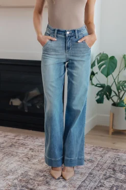 Mindy Mid Rise Wide Leg Jeans by Judy Blue