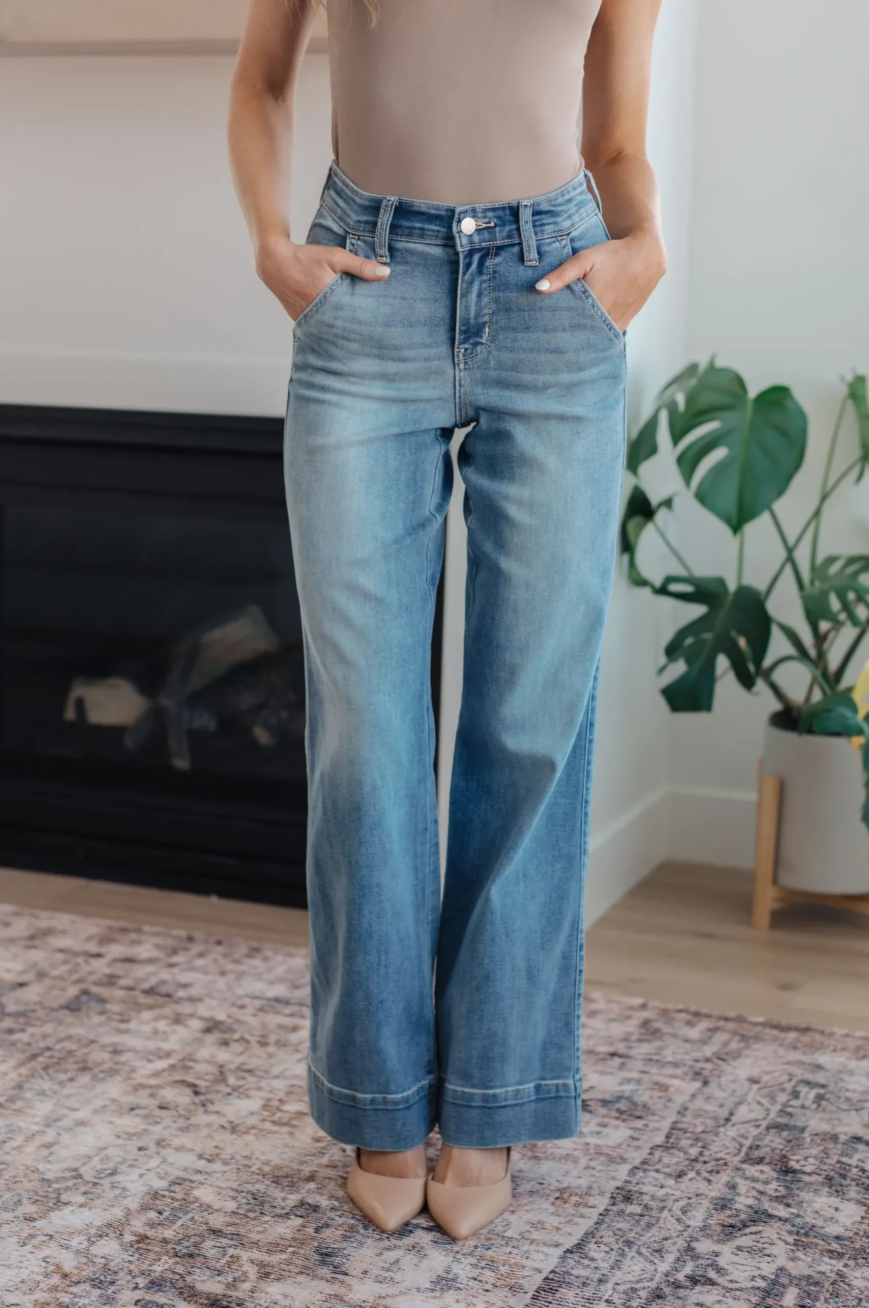 Mindy Mid Rise Wide Leg Jeans by Judy Blue