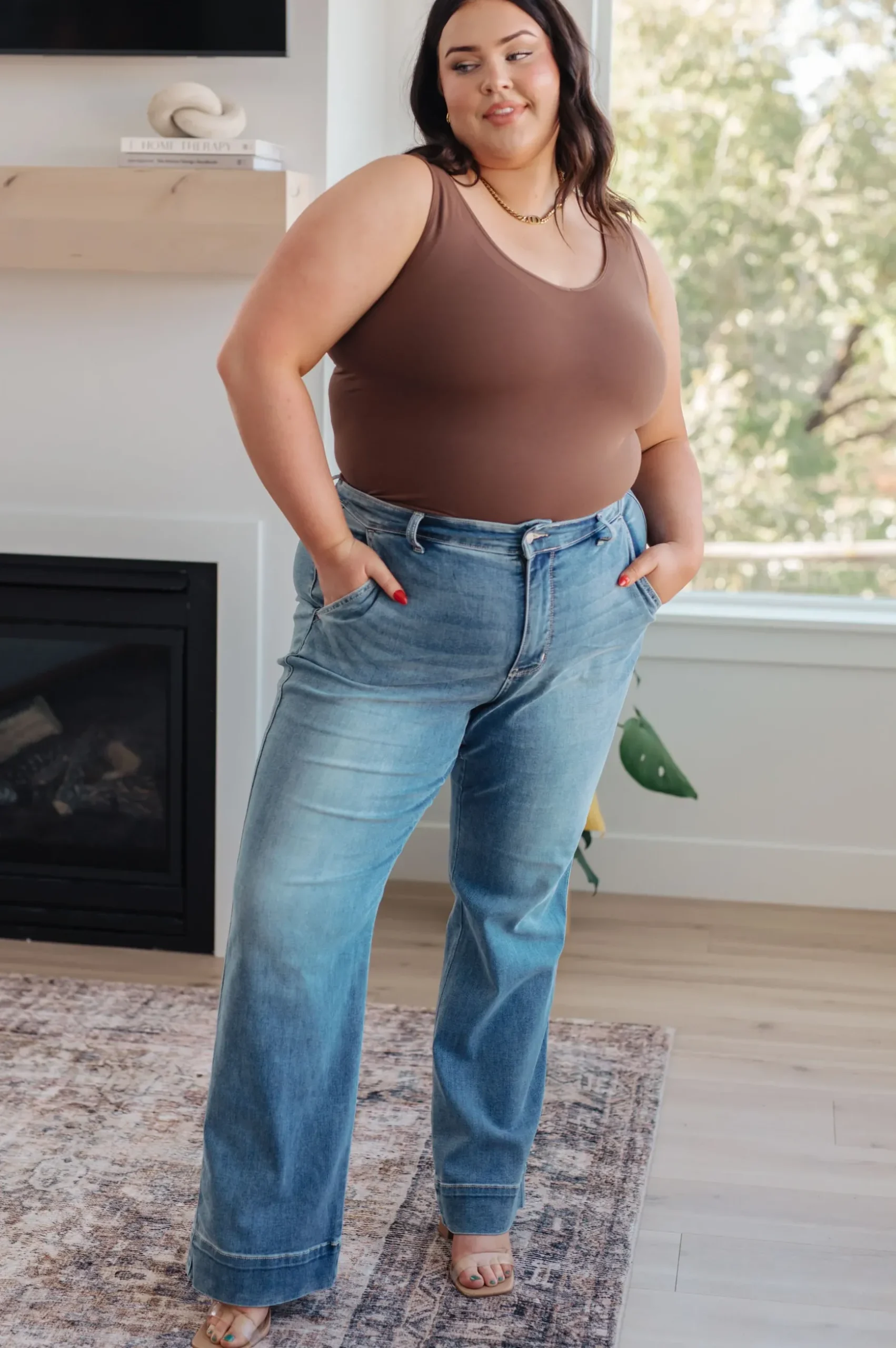 Mindy Mid Rise Wide Leg Jeans by Judy Blue