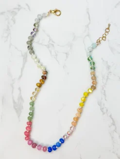 Mixed Gemstone Glass Bead Necklace