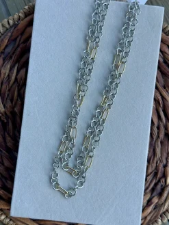 Mixed Metal Link Layer Necklace by Treasure Jewels