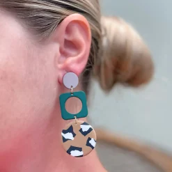 Mod Leopard Clay Dangle Earrings