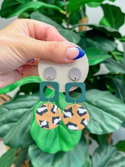 Mod Leopard Clay Dangle Earrings