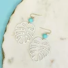 Monstera Color-Coated Outline Dangle Earrings - White