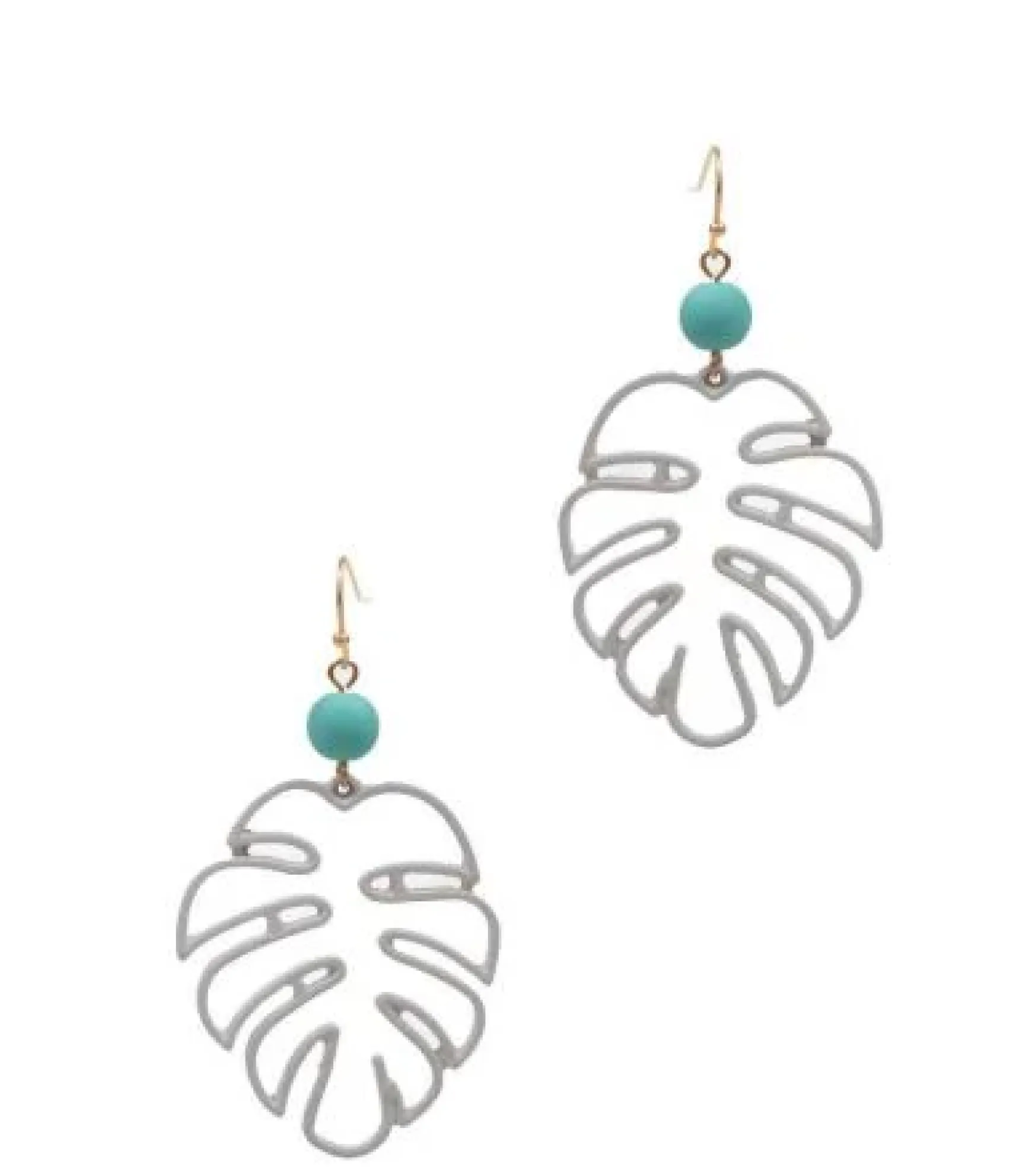 Monstera Color-Coated Outline Dangle Earrings - White