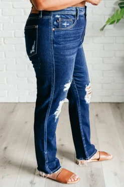 Montana High Rise Rigid Magic Distressed Straight Jeans by Judy Blue
