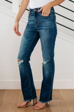 Morgan High Rise Distressed Straight Jeans by Judy Blue