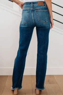 Morgan High Rise Distressed Straight Jeans by Judy Blue