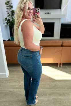 Morgan High Rise Distressed Straight Jeans by Judy Blue