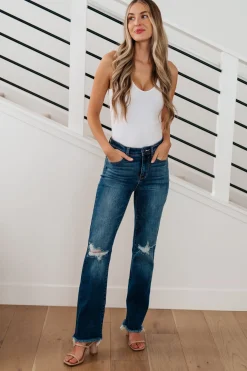 Morgan High Rise Distressed Straight Jeans by Judy Blue