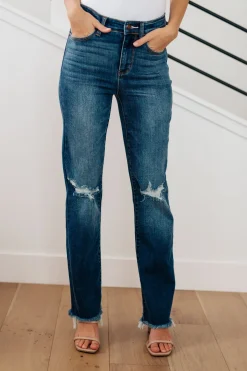 Morgan High Rise Distressed Straight Jeans by Judy Blue