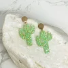 Mosaic Glitter Cactus Dangle Earrings