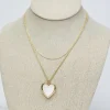 Mother of Pearl Heart Locket Layered Chain Necklace