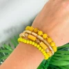Multi Beaded Stretch Stack - Yellow