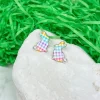 Multi Gingham Pearl Bunny Stud Earrings