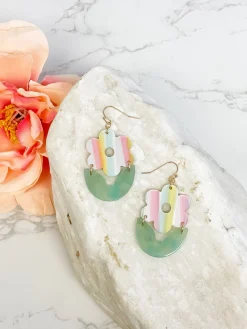 Multi Spring Flower Dangle Earrings
