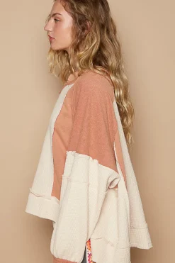 Multi Textured French Terry Thermal Long Sleeve by POL - Ginger