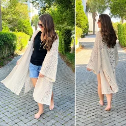 Multi Textured Natural Kimono by POL